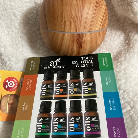ART NATURALS AROMA OIL DIFFUSER & TOP 8 ESSENTIAL OIL. SET, FENG SHUI, BOHEMIAN - Picture 2 of 13